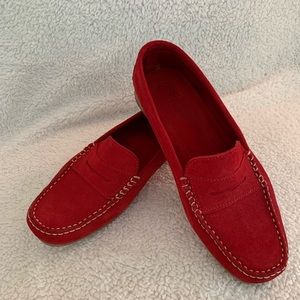 Italian Red Suede loafers size 9